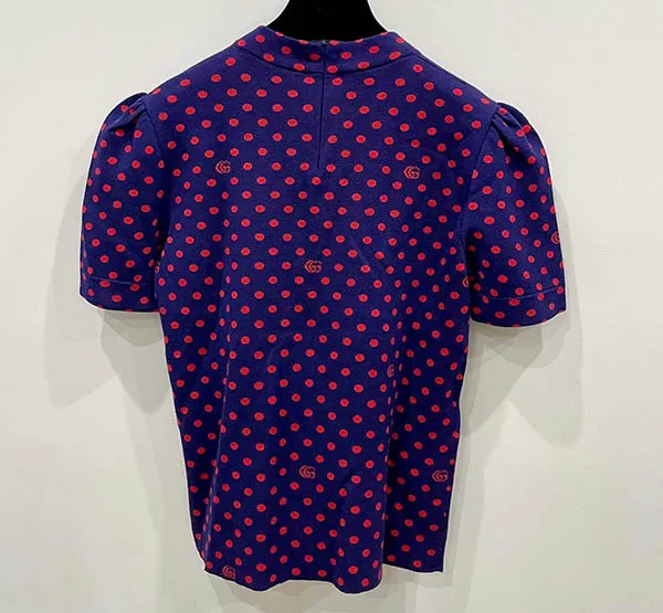 Áo Len Nữ Gucci Multicolor Polka Dot and Double G Wool Blouse Châm Bi