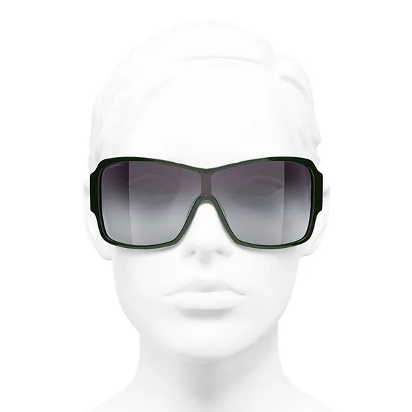 Kính Mát Chanel Shield Sunglasses CH5449 1228S6 Màu Xám/Xanh Green