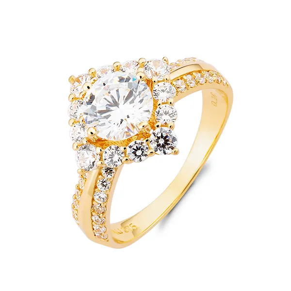 Nhẫn Huy Thanh Jewelry NDINO 220 - 14K - Đá Cubic Zirconia Màu Vàng Gold