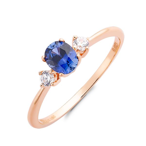 Nhẫn Huy Thanh Jewelry NPTB 287 - 14K - Đá Màu Sapphire Xanh Màu Vàng Hồng - 1