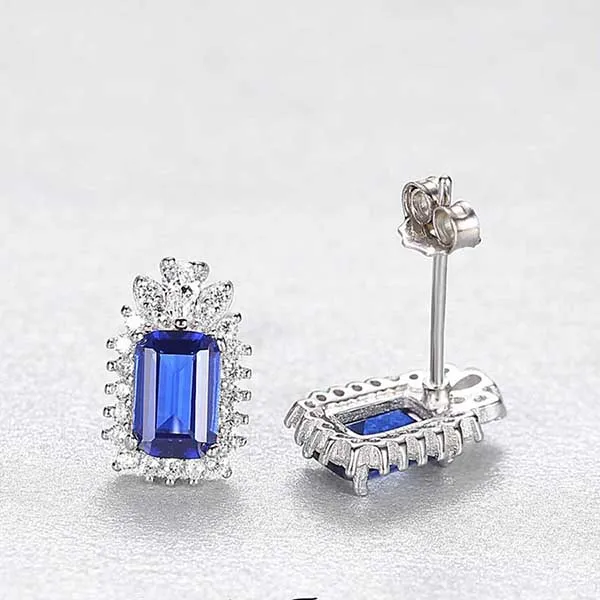 Khuyên Tai Kya Jewel Bạc Đính Đá Cz Màu Xanh Dương Tinh Tế SE100
