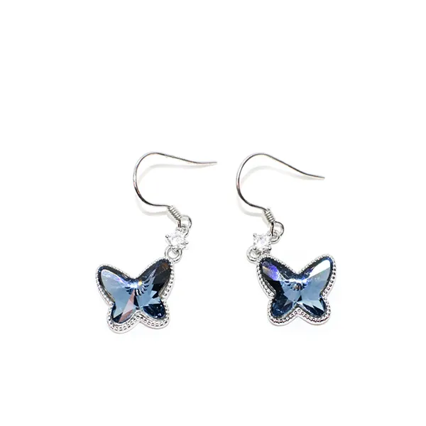 Khuyên Tai Kya Jewel Cánh Bướm Xanh Dương Đá Swarovski E131