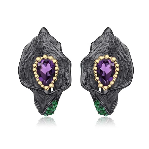 Khuyên Tai Kya Jewel Hoa Tulip Thạch Anh Tím KW10 - Trang sức - Vua Hàng Hiệu