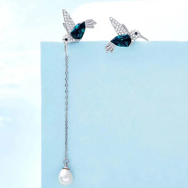 Khuyên Tai Kya Jewel Pha Lê Swarovski Chim Ruồi Xanh SE1 - Trang sức - Vua Hàng Hiệu