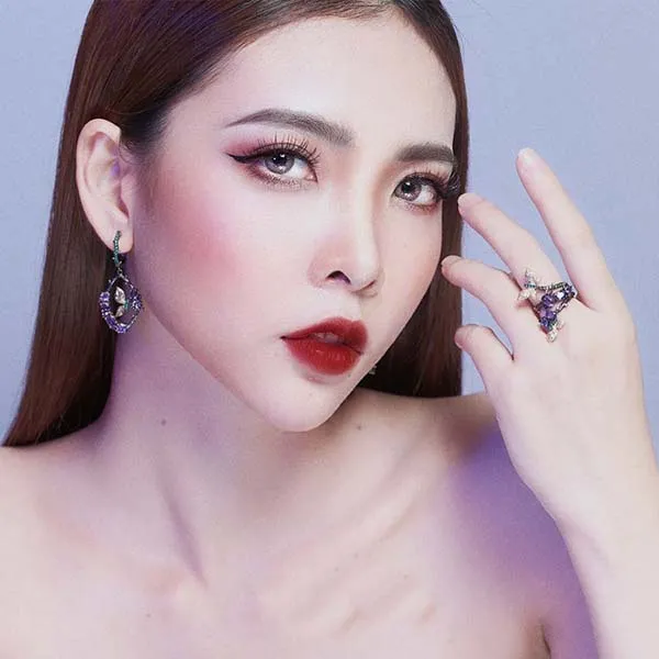 Khuyên Tai Kya Jewel Hồ Điệp Vàng Trên Cành Hoa Tím KW11 - Trang sức - Vua Hàng Hiệu