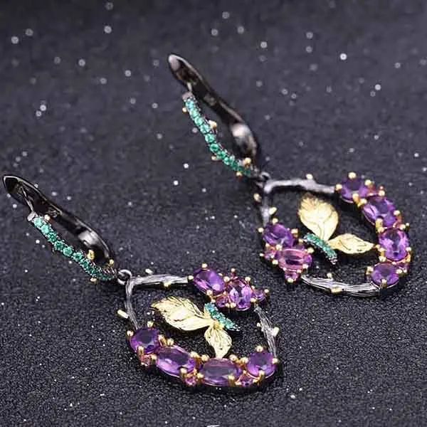 Khuyên Tai Kya Jewel Hồ Điệp Vàng Trên Cành Hoa Tím KW11 - Trang sức - Vua Hàng Hiệu
