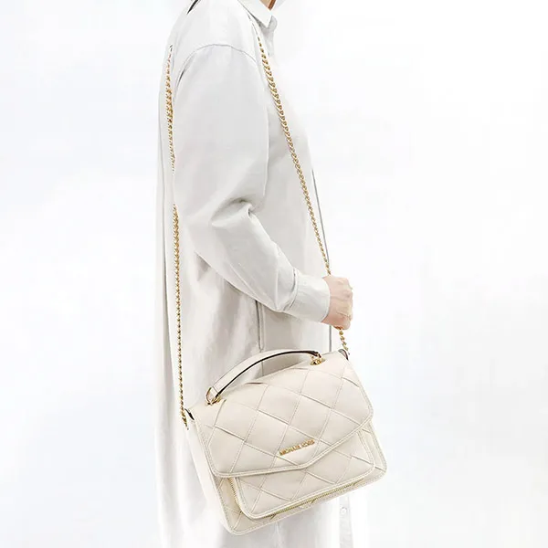 Túi Đeo Chéo Michael Kors MK Regina Flap Shoulder Bag Cream 35S1GU7L8U Màu Trắng