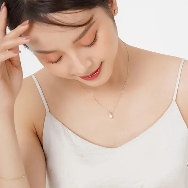 Dây Chuyền Huy Thanh Jewelry DCMAMD147 - 14K - Ngọc Trai Màu Vàng Gold