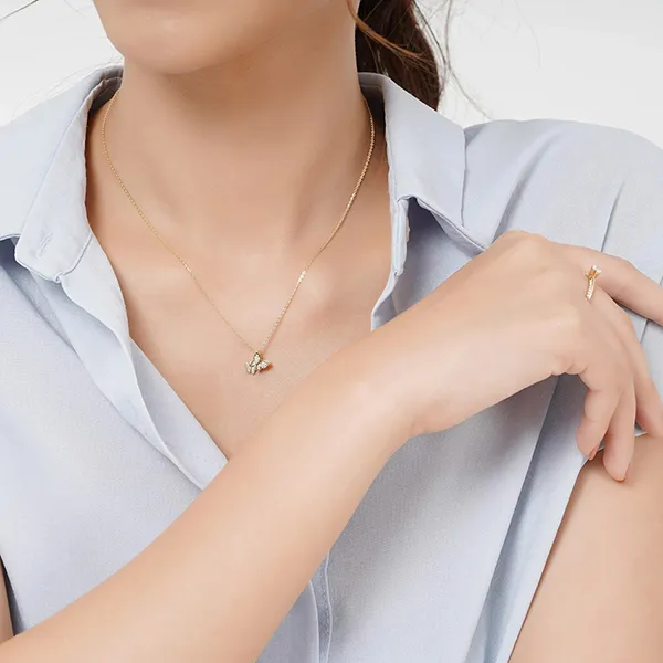 Dây Chuyền Huy Thanh Jewelry DCMAMD 170 - 14K - Đá Cubic Zirconia Màu Vàng Gold