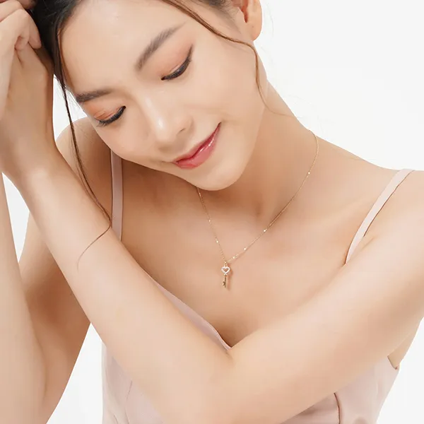 Dây Chuyền Huy Thanh Jewelry DCMAMD 519 - 14K - Đá Cubic Zirconia Màu Vàng Gold