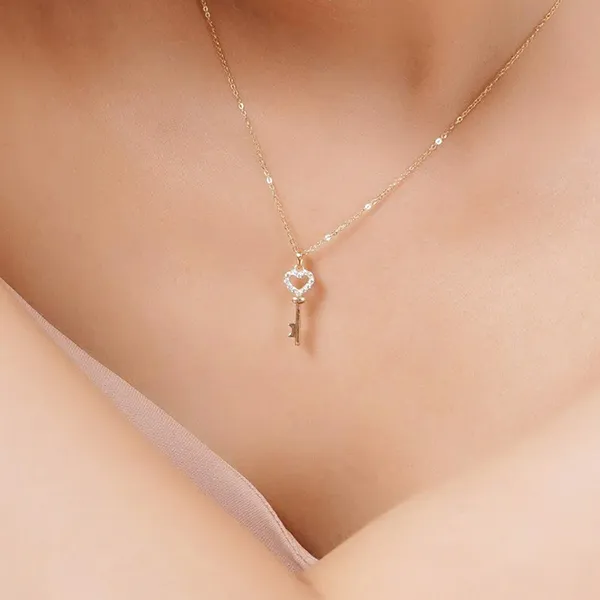 Dây Chuyền Huy Thanh Jewelry DCMAMD 519 - 14K - Đá Cubic Zirconia Màu Vàng Gold