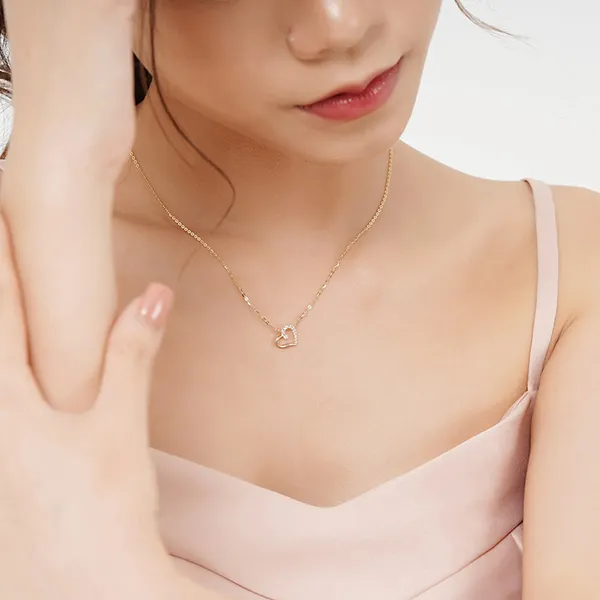 Dây Chuyền Huy Thanh Jewelry DCMAMD 489 - 14K - Đá CZ Trắng Màu Vàng Gold