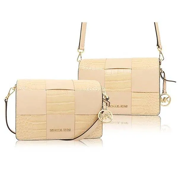Túi Đeo Chéo Michael Kors MK 35T1GM9C1E Buff Mercer Leather Small Clutch Crossbody Ladies Màu Be Vàng