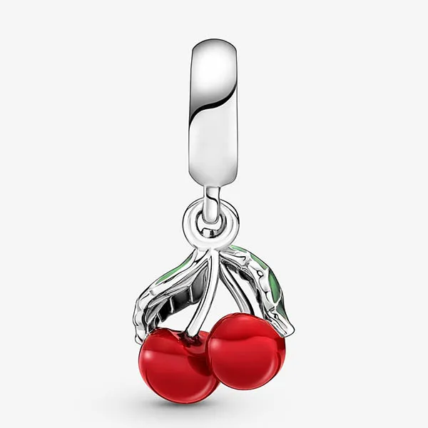 Hạt Vòng Charm Pandora Asymmetrical Cherry Fruit Dangle 791583C01 Màu Đỏ Bạc C_ED - Trang sức - Vua Hàng Hiệu