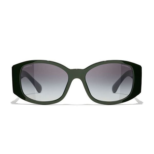Kính Mát Chanel Oval Sunglasses CH5450 1228S6 Màu Xám/Xanh Green - 5