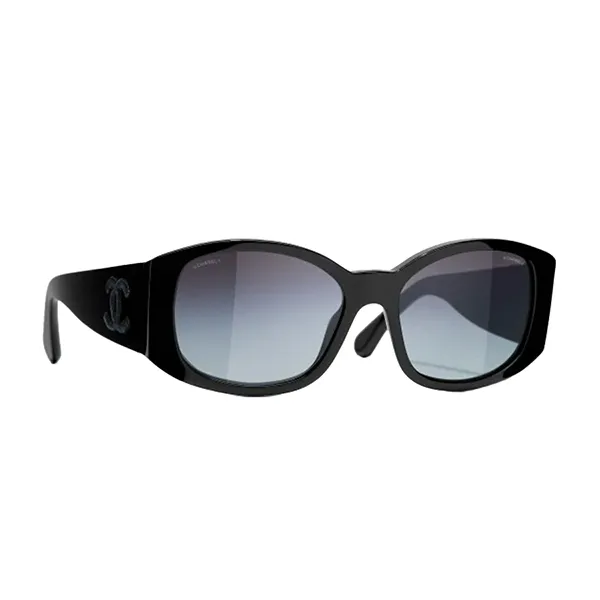 Kính Mát Chanel Oval Sunglasses CH5450 C501S6 Màu Đen Xám - Kính mắt - Vua Hàng Hiệu