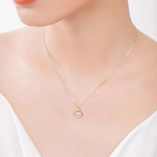 Dây Chuyền Huy Thanh Jewelry DCMAMD 460 - 14K - Đá Cubic Zirconia Màu Vàng Gold - Trang sức - Vua Hàng Hiệu