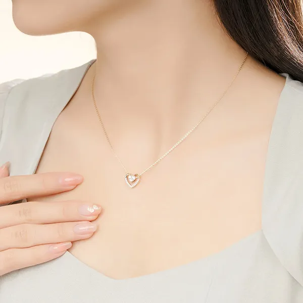 Dây Chuyền Huy Thanh Jewelry Madermoiselle DCMAMD 609 - 14K - Đá CZ Trắng Màu Vàng Gold - Trang sức - Vua Hàng Hiệu