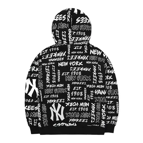 Áo Hoodie MLB Graffiti Allover Overfit Hoodie New York Yankees 3AHDZ0124-50BKS Màu Đen