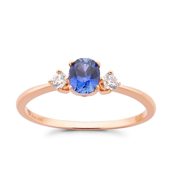 Nhẫn Huy Thanh Jewelry NPTB 287 - 14K - Đá Màu Sapphire Xanh Màu Vàng Hồng - 4