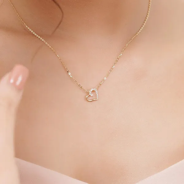 Dây Chuyền Huy Thanh Jewelry DCMAMD 489 - 14K - Đá CZ Trắng Màu Vàng Gold