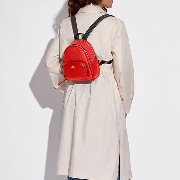Balo Coach Mini Court Backpack In Signature Canvas C8604 Màu Đỏ Size 20 - Túi xách - Vua Hàng Hiệu