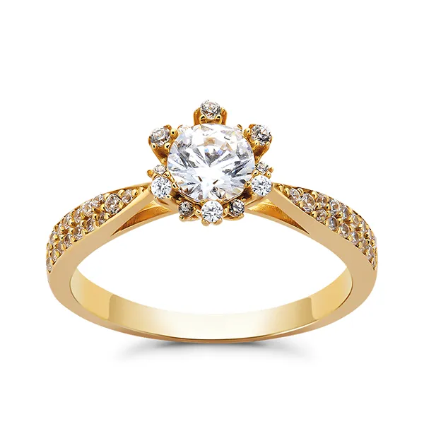 Nhẫn Huy Thanh Jewelry NDINO 227 - 14K - Đá Cubic Zirconia Màu Vàng Gold