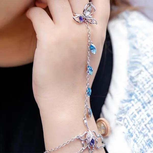 Vòng Đeo Tay Kya Jewel Gắn Nhẫn Đá Xanh Cá Tính Màu Bạc - Trang sức - Vua Hàng Hiệu