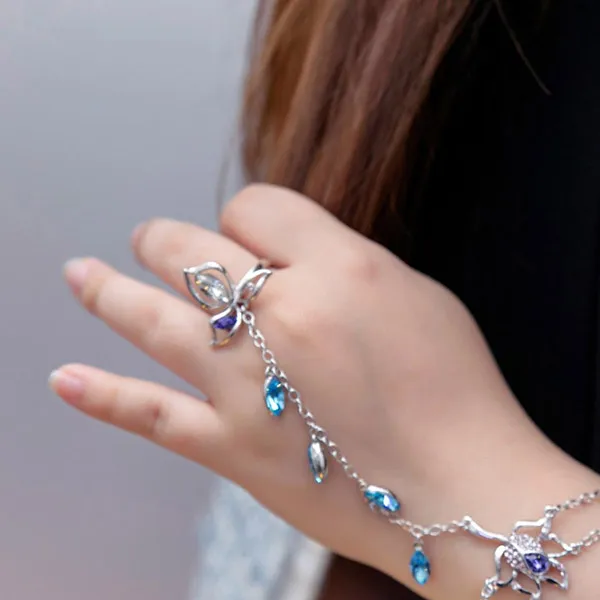 Vòng Đeo Tay Kya Jewel Gắn Nhẫn Đá Xanh Cá Tính Màu Bạc - Trang sức - Vua Hàng Hiệu