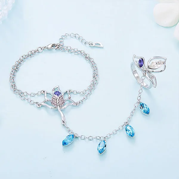 Vòng Đeo Tay Kya Jewel Gắn Nhẫn Đá Xanh Cá Tính Màu Bạc - Trang sức - Vua Hàng Hiệu