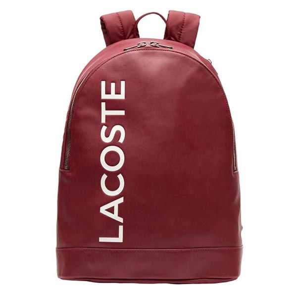 Balo Lacoste Men's L.12.12 Signature Leather Zip Backpack Màu Đỏ - 1