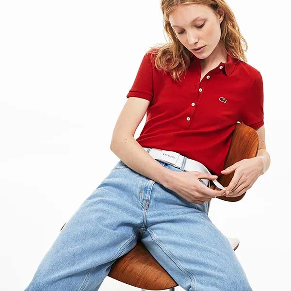 Áo Polo Nữ Lacoste Women's Lacoste Cotton Piqué PF7845 Màu Đỏ Size 42