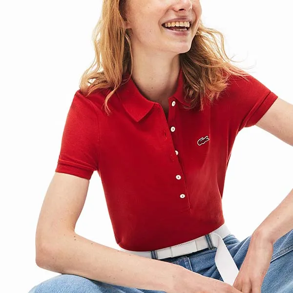 Áo Polo Nữ Lacoste Women's Lacoste Cotton Piqué PF7845 Màu Đỏ Size 42