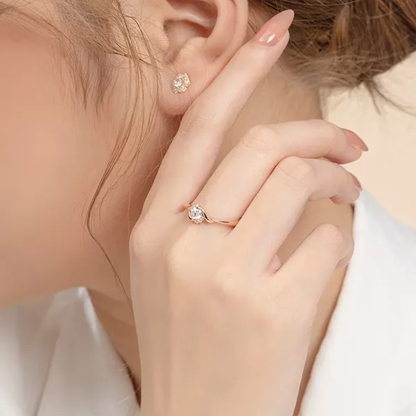 Nhẫn Huy Thanh Jewelry NDINO 236 - 14K - Đá Moissanite Màu Vàng Hồng - Trang sức - Vua Hàng Hiệu