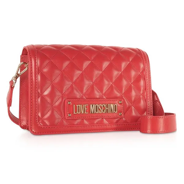 Túi Đeo Chéo Moschino Quilted Eco-leather Signature Crossbody Bag Màu Đỏ - Túi xách - Vua Hàng Hiệu