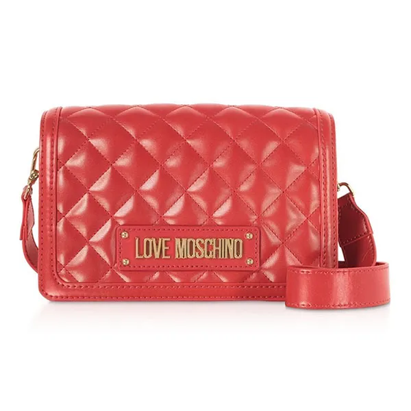 Túi Đeo Chéo Moschino Quilted Eco-leather Signature Crossbody Bag Màu Đỏ - Túi xách - Vua Hàng Hiệu