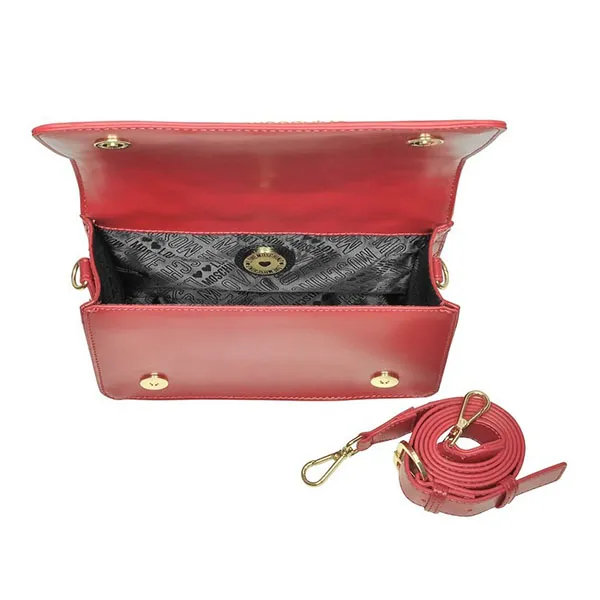 Túi Đeo Chéo Moschino Quilted Eco-leather Signature Crossbody Bag Màu Đỏ - Túi xách - Vua Hàng Hiệu