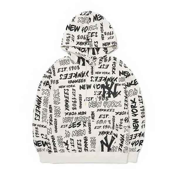 Áo Hoodie MLB Graffiti Allover Overfit Hoodie New York Yankees 3AHDZ0124-50IVS Màu Trắng Size XS