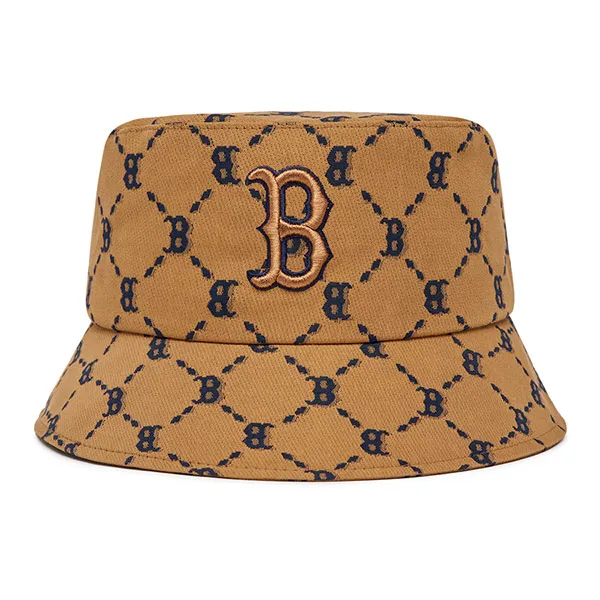 Mũ MLB Bucket Monogram Boston Red Sox 3AHTM032N-43BGD Màu Nâu Size 57