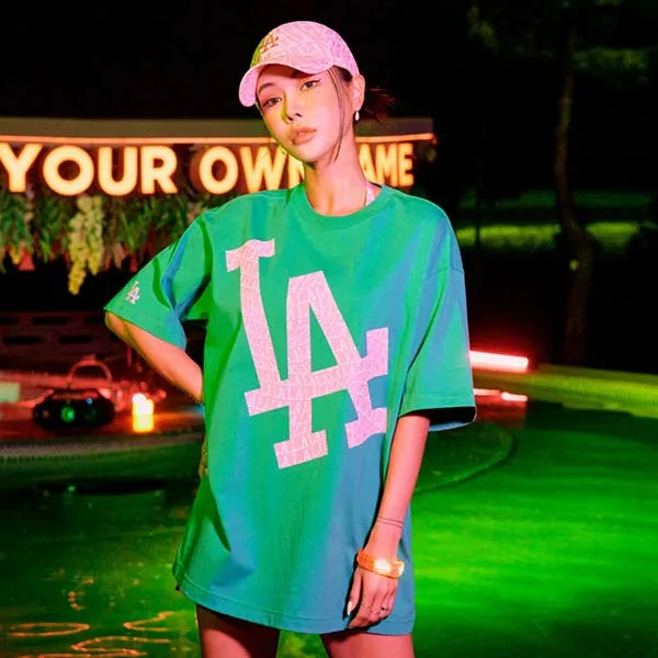 Áo Phông MLB Illusion Mega Overfit LA Dodgers Tshirt 3ATS60023-07GNL Màu Xanh Green