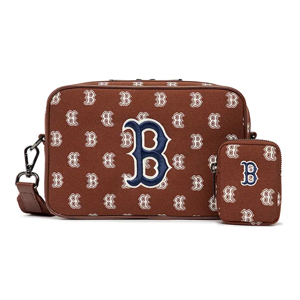 Túi Đeo Chéo MLB Monogram Jacquard Crossbody Boston Red Sox 3ACRM012N-43BRD Màu Nâu