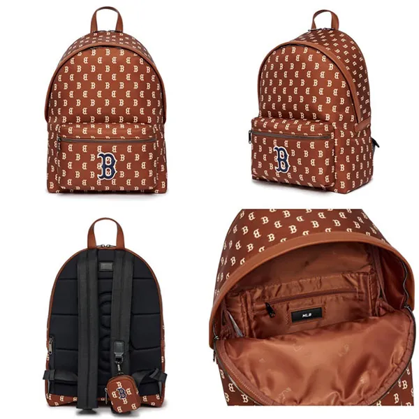 Balo MLB Monogram Boston Red Sox 3ABKM102N-43BRD Màu Nâu