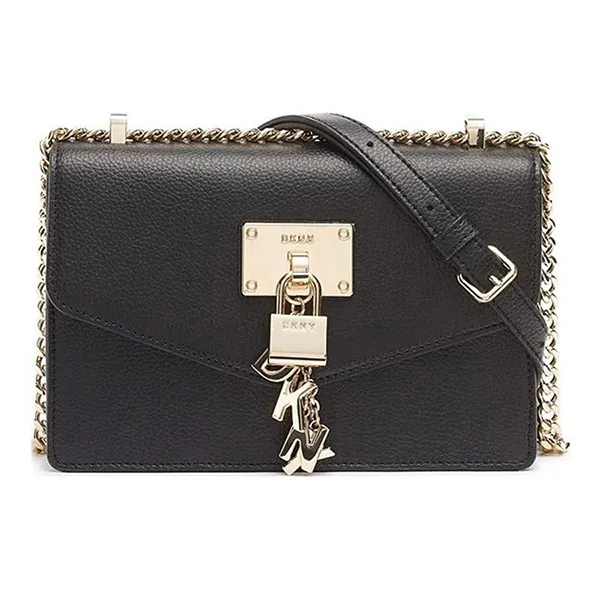 Túi Đeo Chéo DKNY Elissa Small Pebbled Leather Shoulder Bag Black Màu Đen Size 21