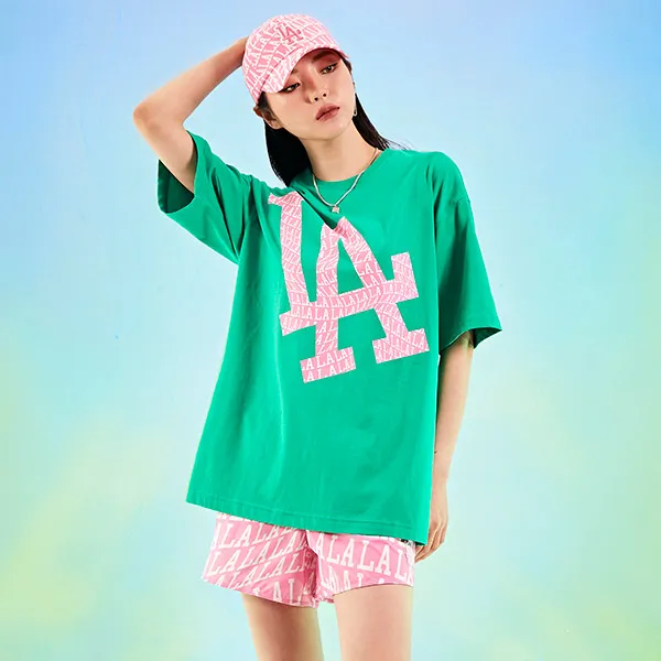 Áo Phông MLB Illusion Mega Overfit LA Dodgers Tshirt 3ATS60023-07GNL Màu Xanh Green