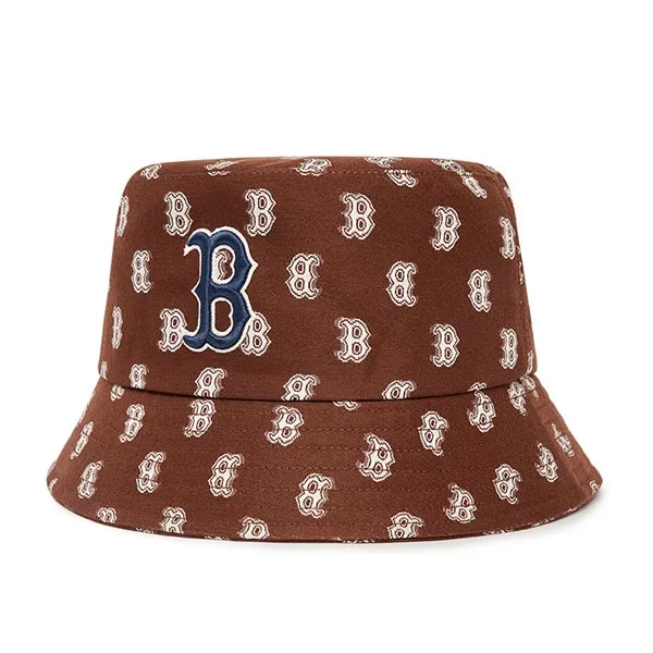 Mũ MLB Bucket Monogram Boston Red Sox 3AHTFF02N-43BRD Màu Nâu - Mũ nón - Vua Hàng Hiệu