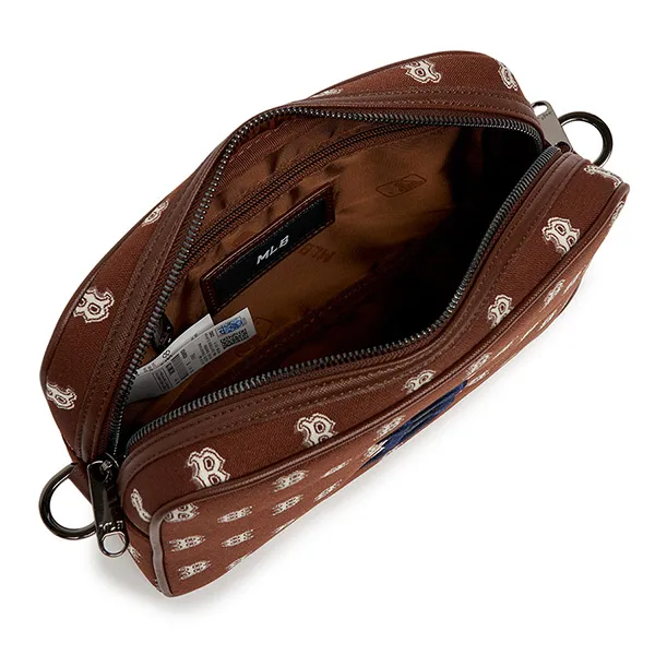 Túi Đeo Chéo MLB Monogram Jacquard Crossbody Boston Red Sox 3ACRM012N-43BRD Màu Nâu