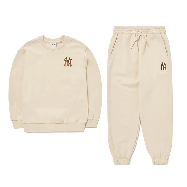 Bộ Quần Áo Nỉ MLB Kids Basic Big 7AMTB0124-50BGL/7APTB0124-50BGL Màu Be