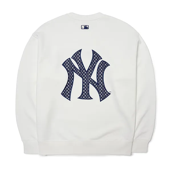 Áo Nỉ Sweater MLB Monogram Logo Overfit Sweatshirt New York Yankees 3AMTM0124-50IVS Màu Trắng