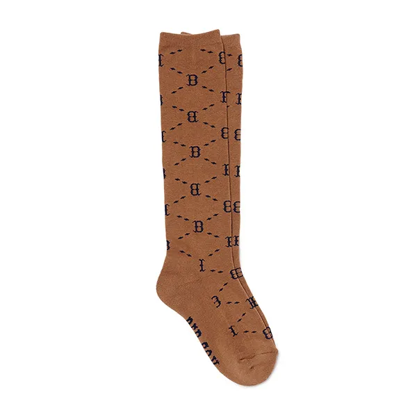 Tất MLB Cao Cổ Diamond Monogram Knee Socks Boston Red Sox 3ASOKM12N-43BGD Màu Nâu
