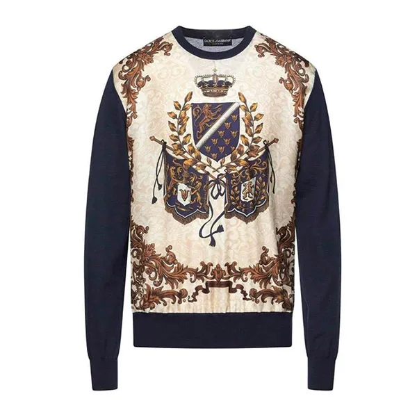 Áo Nỉ Nam Dolce & Gabbana D&G Printed Pullover With Twill And Satin Panels Sweater Phối Màu - Thời trang - Vua Hàng Hiệu